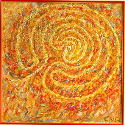 Eva Gata painting “Fiery Labyrinth”