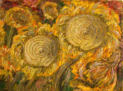 Eva Gata painting “Sunflowers”