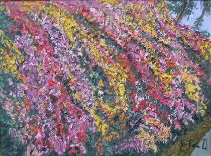 Eva Gata painting “Bougainvilleas”